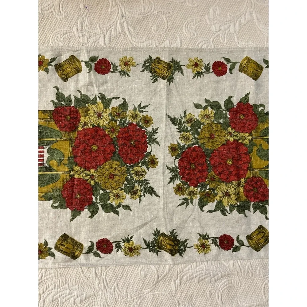 Vintage Colonial Parisian Eagle Drum Line Tea Towel Floral Bouquet Americana NEW